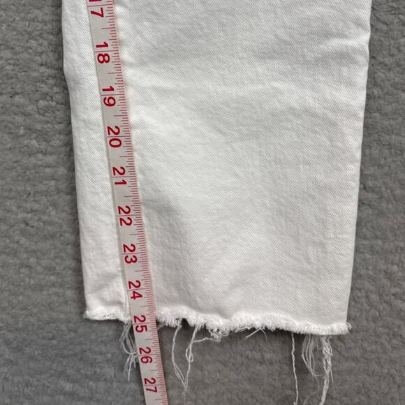 Paige Cindy Crop Denim Jeans Raw Hem Comfort Stretch Straight Fit  Mid Rise 27 - Picture 7 of 12